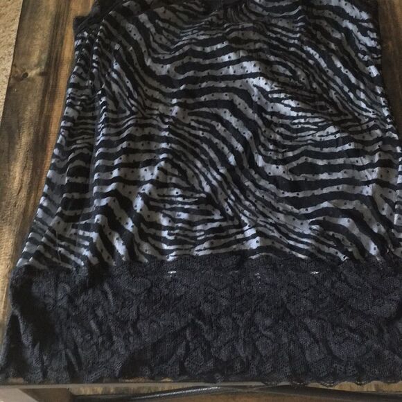 Zebra Print Tank Top with Black Lace Overlay - Picture 6 of 6